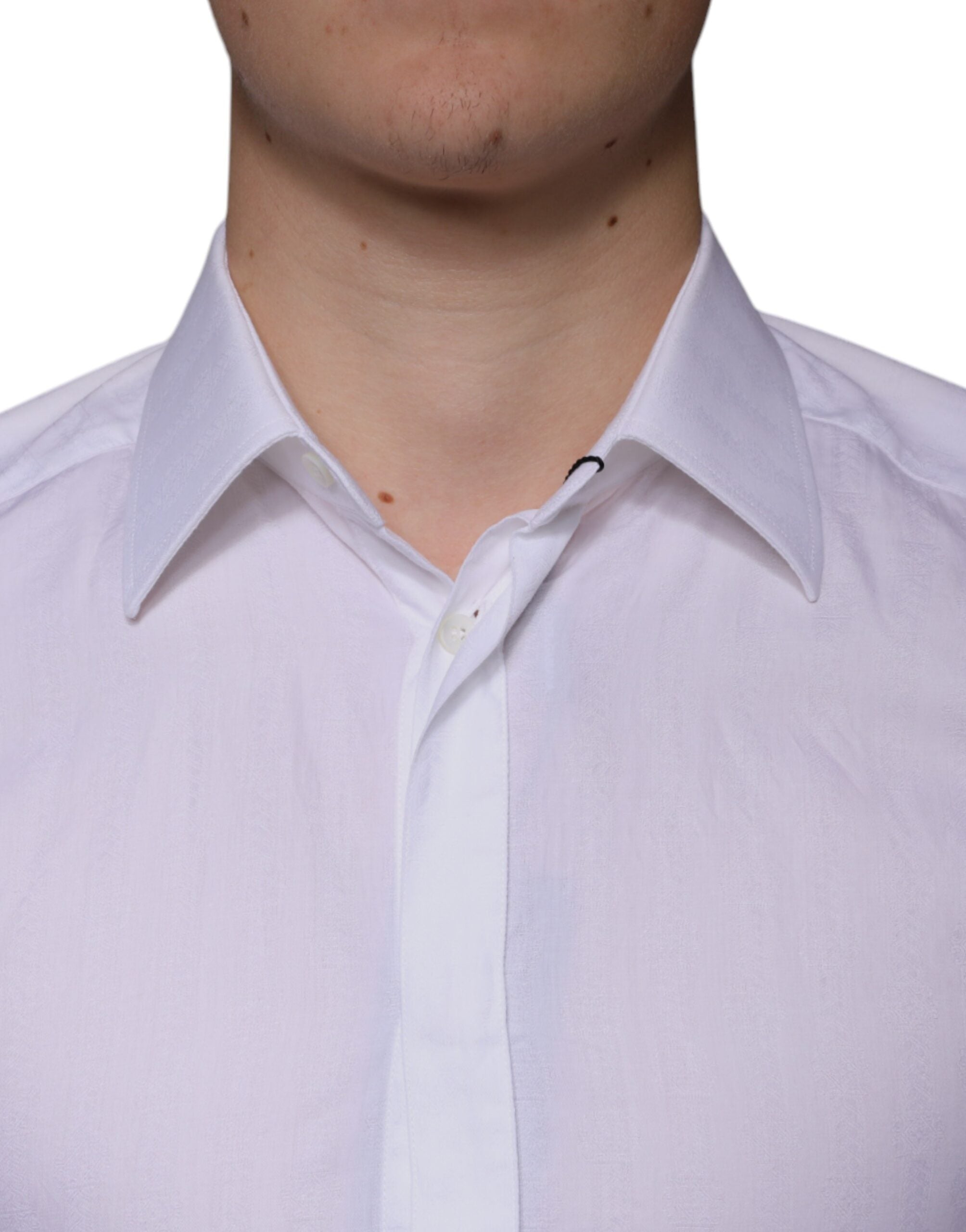 Dolce & Gabbana White Cotton Shirt GOLD Formal Shirt for Men